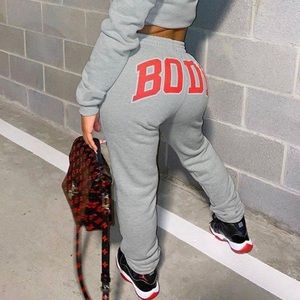 Body Logo Crop Top Hoodie&Jogger Sweatsuit 2 piece